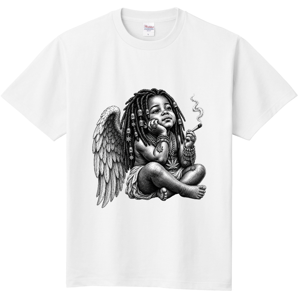 OISSU ANGEL SMOKE TEE|ホワイト グラフィックTシャツ