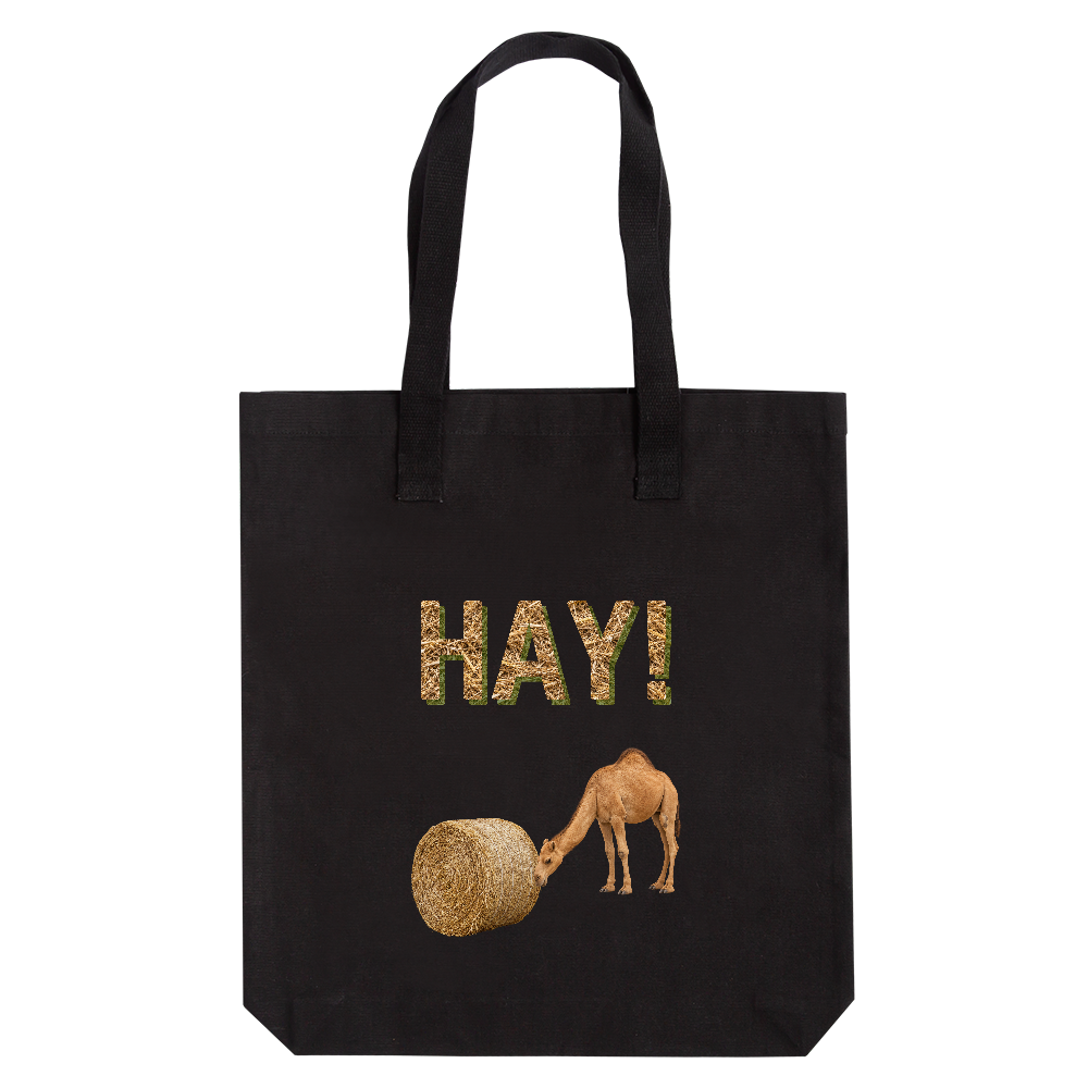 厚手 トートバッグ 干草★★HAY風<ラウンドベール・黒地>