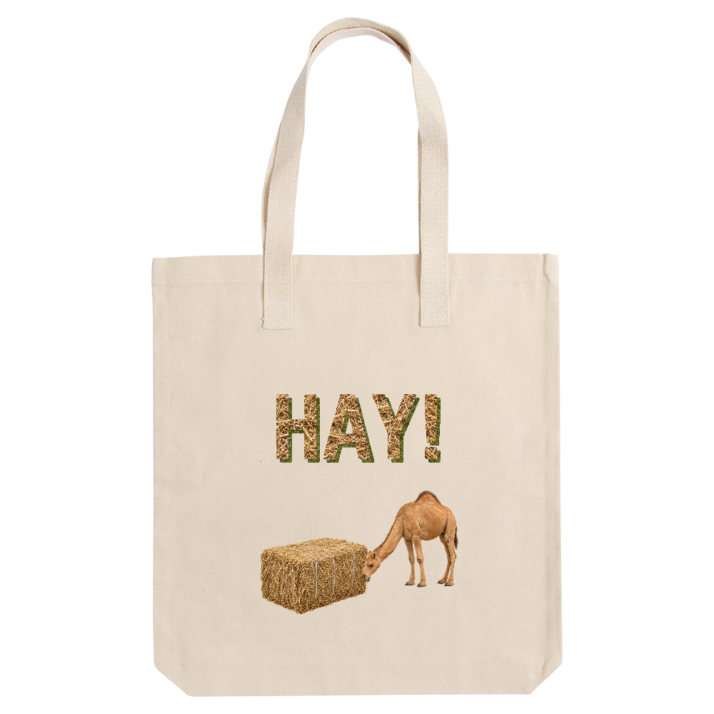 厚手　トートバッグ　干草★★HAY風＜スクエアベール・白地＞