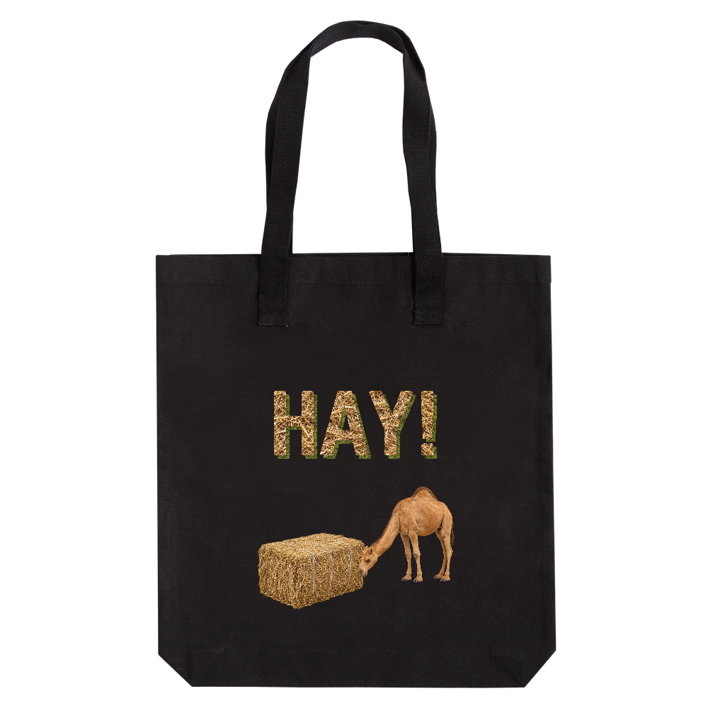 厚手　トートバッグ　干草★★HAY風＜スクエアベール・黒地＞