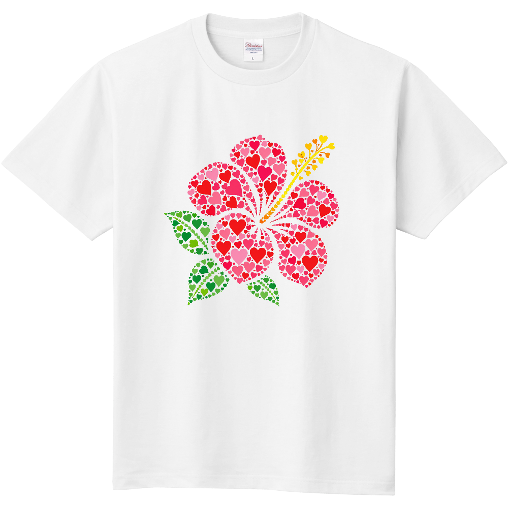 Tシャツ/ハイビスカス/ホワイト/ハートマーク