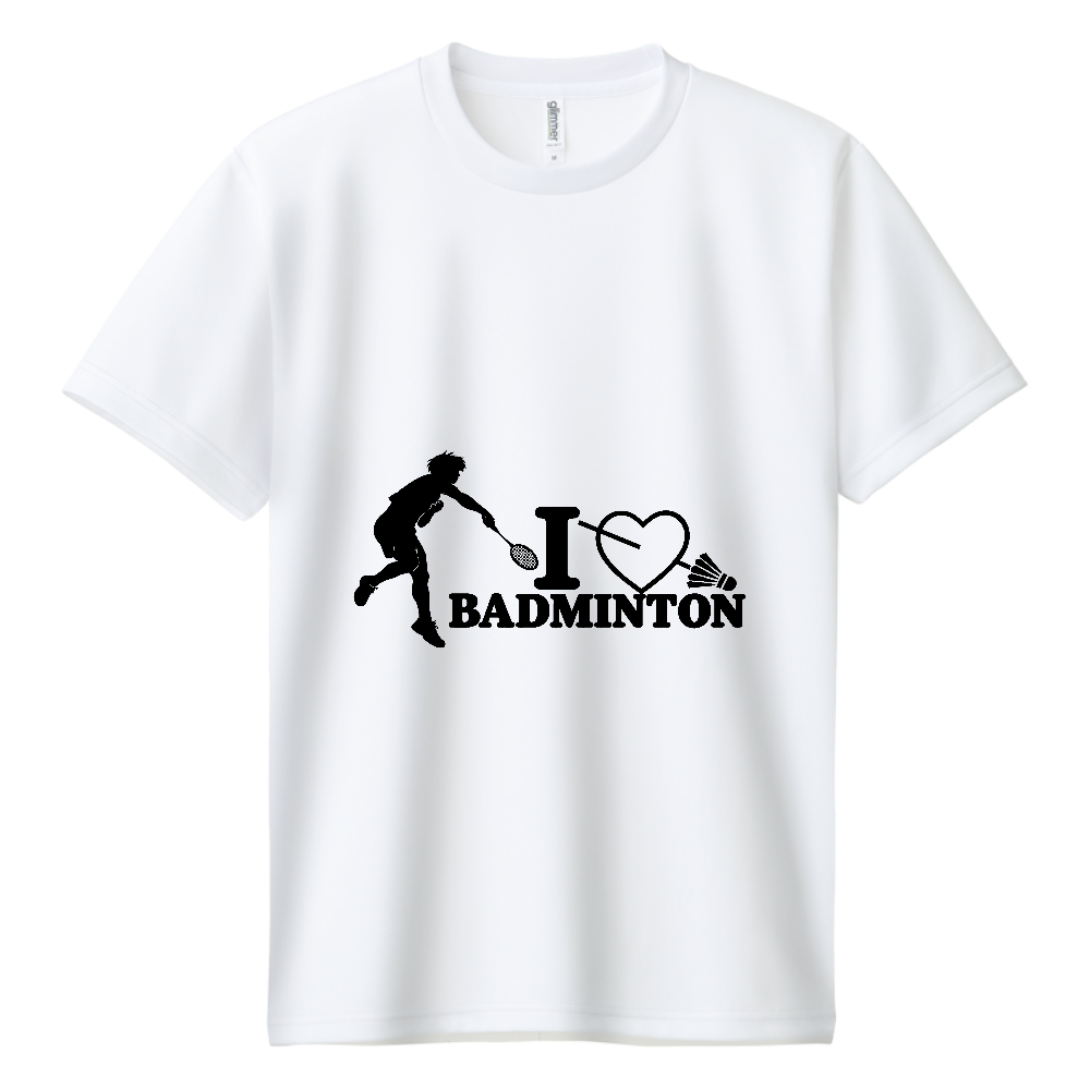 I LOVE BADMINTON ドライT｜ブラック・フロント