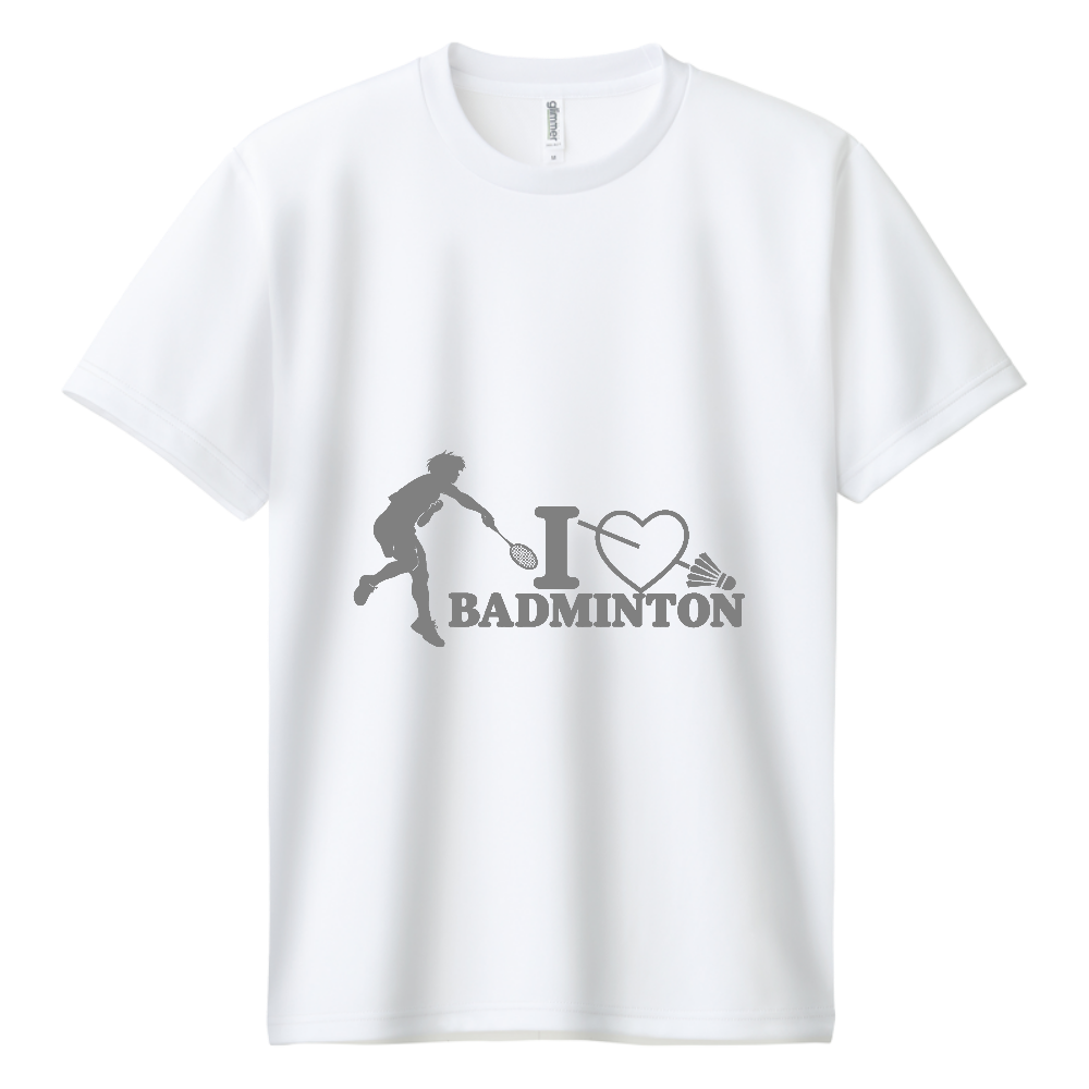 I LOVE BADMINTON ドライT｜グレー・フロント