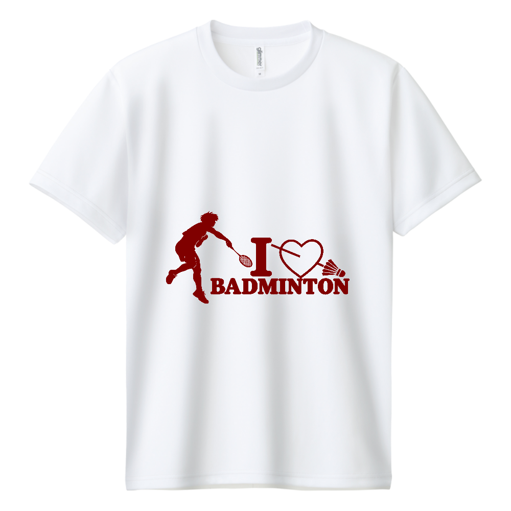 I LOVE BADMINTON ドライT｜マルーン・フロント