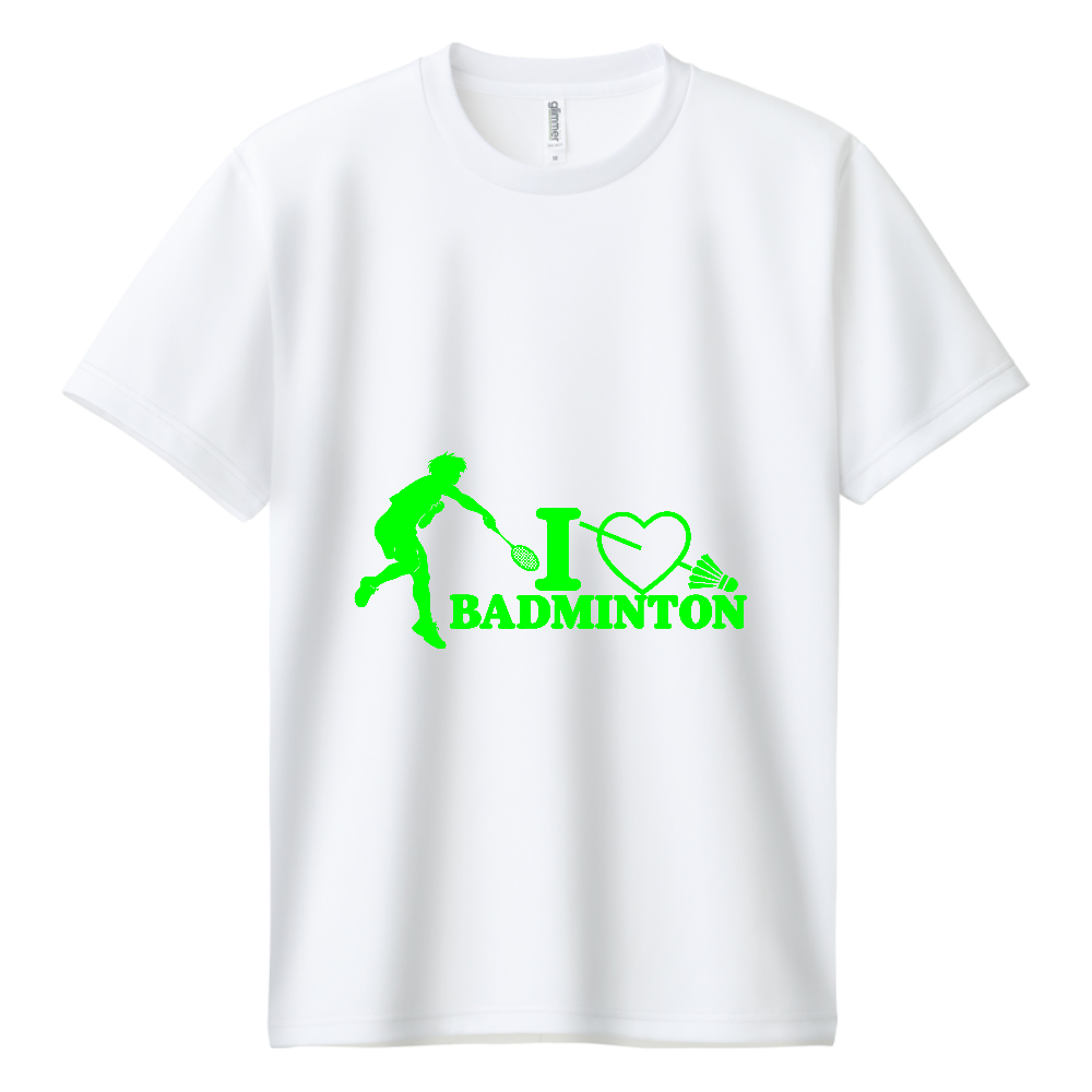 I LOVE BADMINTON ドライT｜ライム・フロント