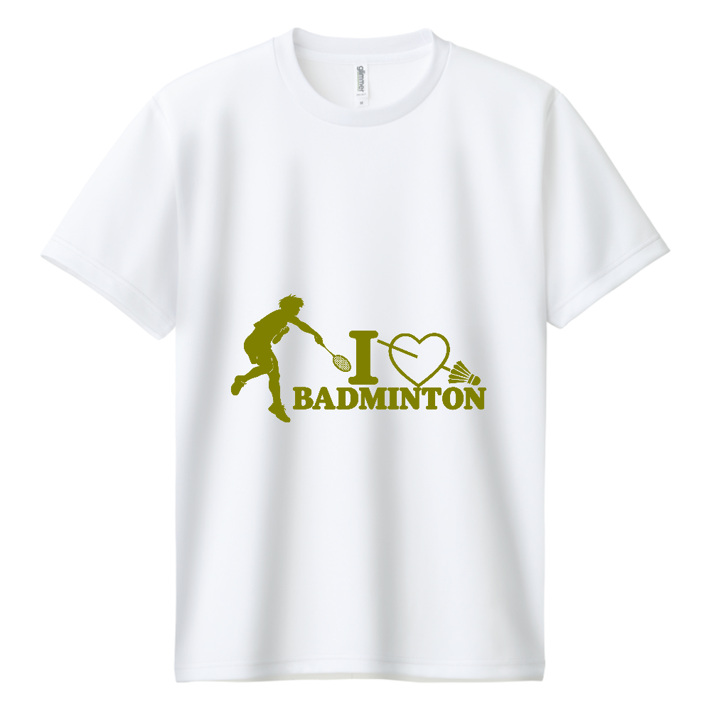 I LOVE BADMINTON ドライT｜オリーブ・フロント