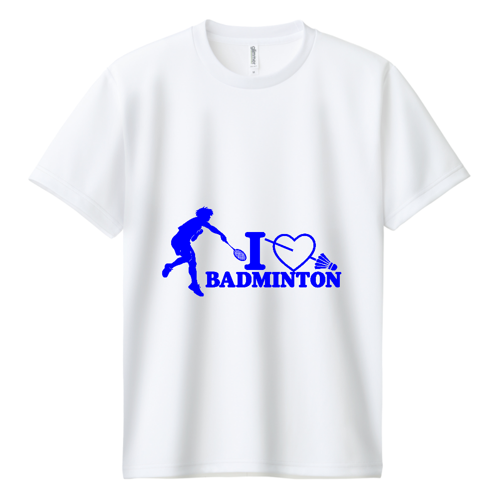 I LOVE BADMINTON ドライT｜ブルー・フロント