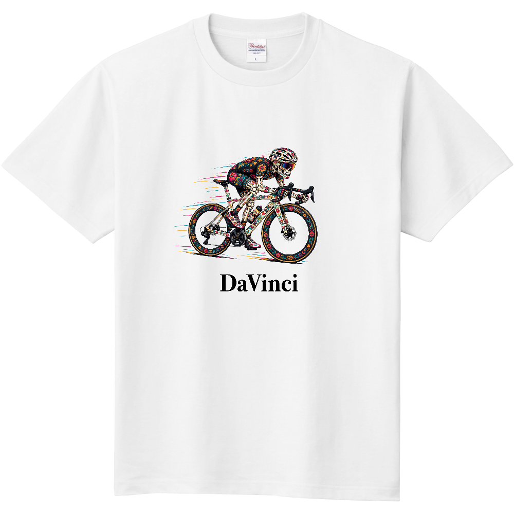 Tシャツ/スカルとロードバイクTT/ホワイト