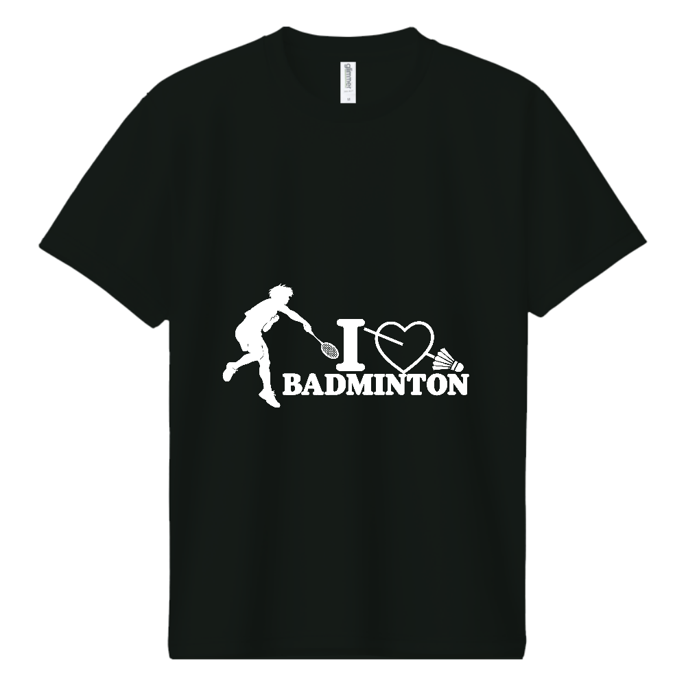 I LOVE BADMINTON ドライT｜ホワイト・フロント