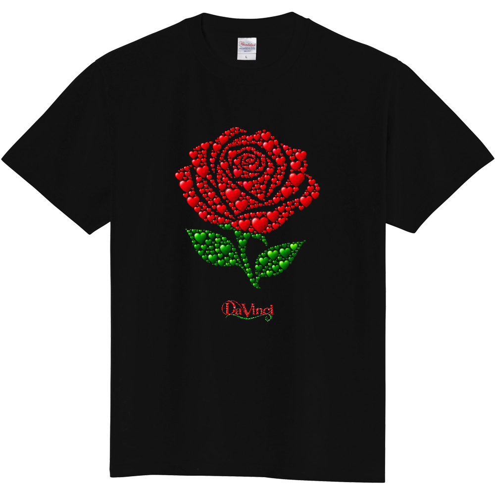 Tシャツ/バラ/ブラック/ハートマーク