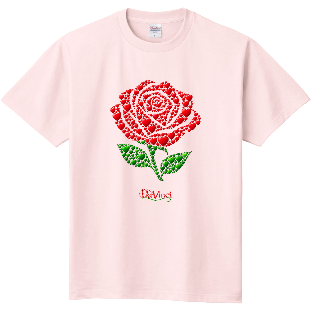 Tシャツ/バラ/ライトピンク/ハートマーク