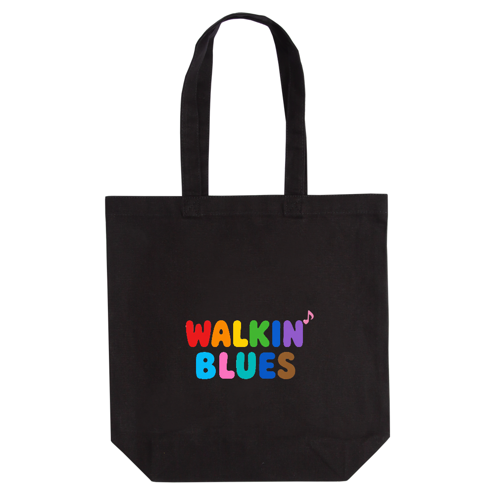 WALKIN♪ BLUES (ウォーキン♪ブルース) 定番トートバッグ(M)【白プリントあり】 ブラック