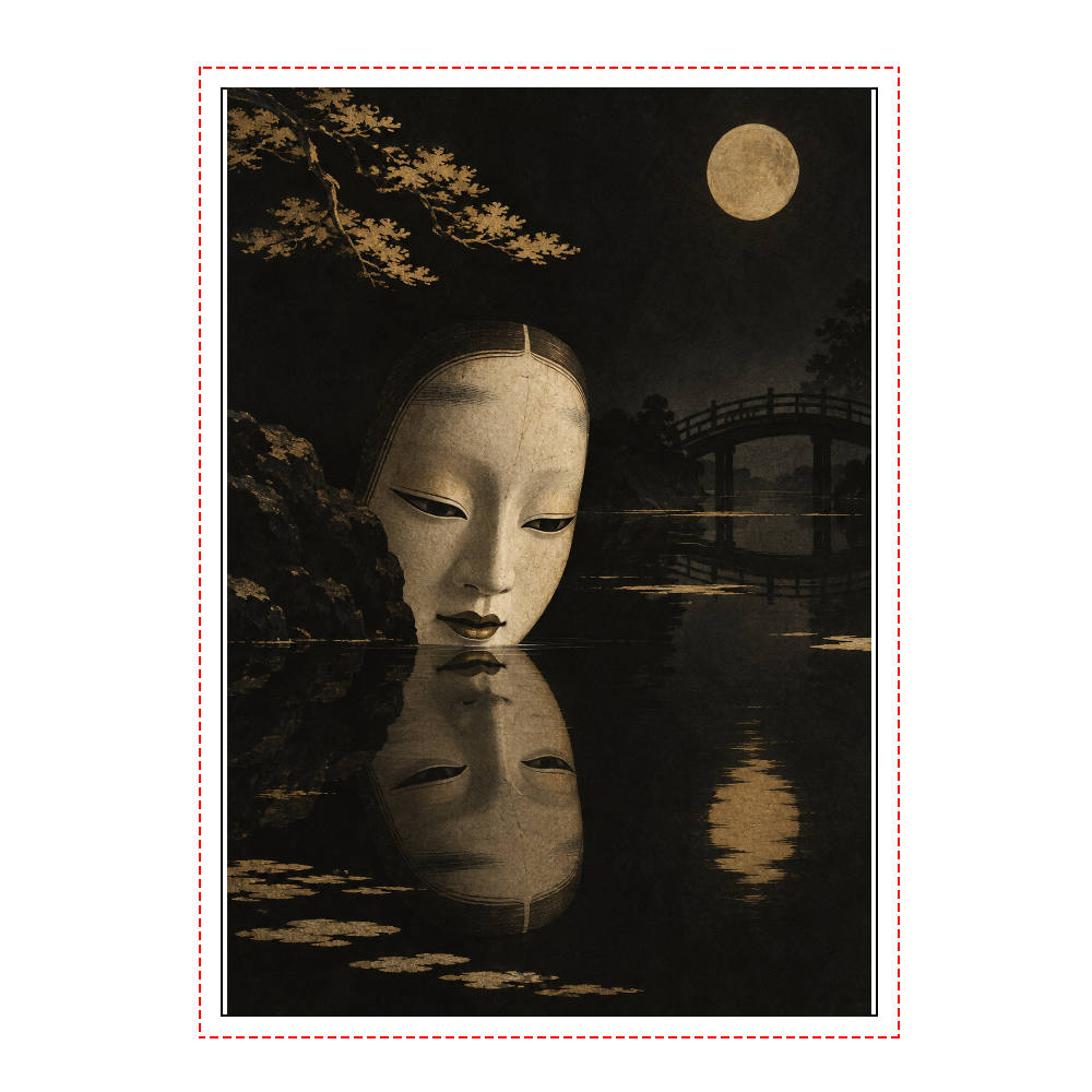 能面 月夜の水鏡|吸着ポスター A4
