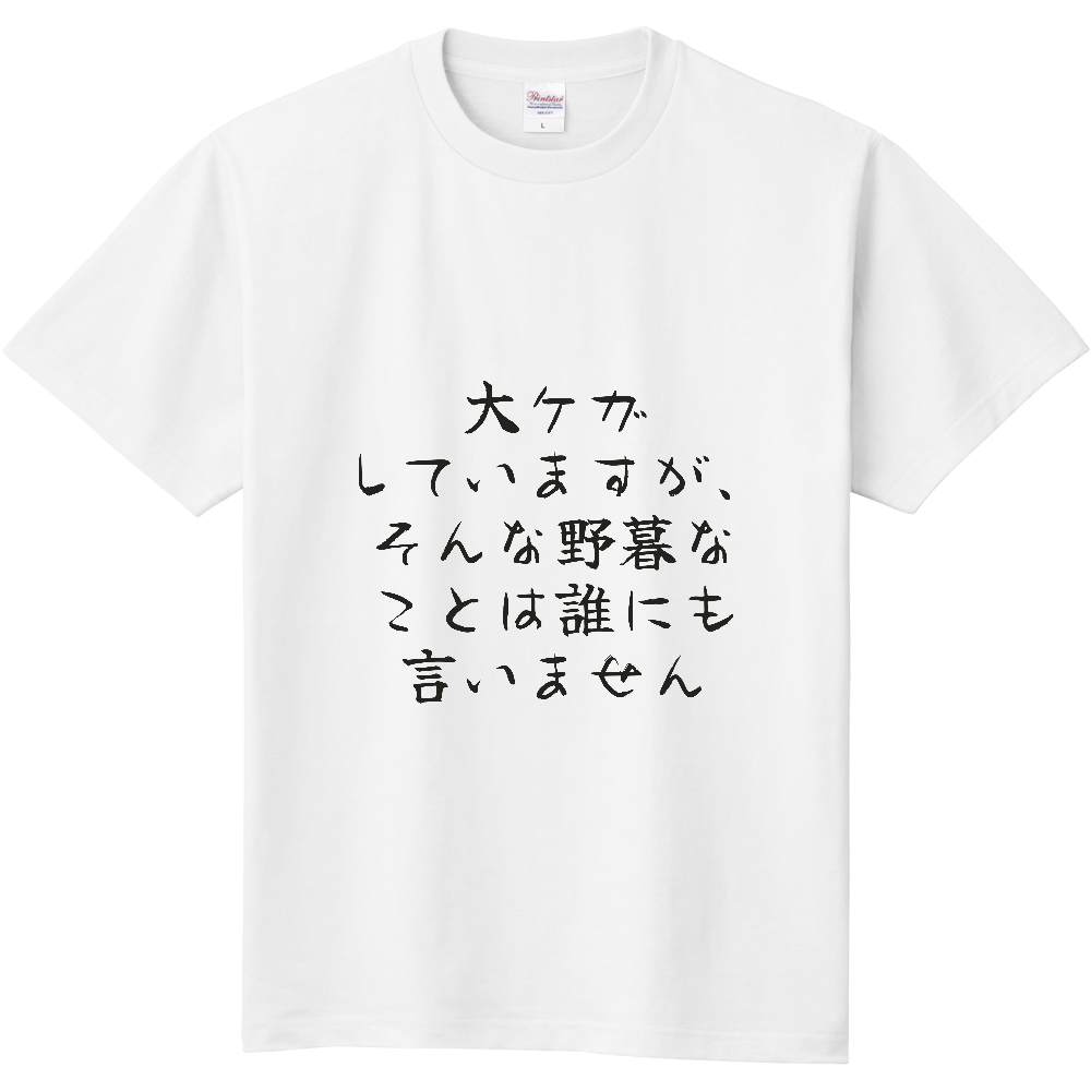 大ケガしていますが、そんな野暮なことは誰にも言いません|弱音を吐かない人へ|前面プリント 筆文字Tシャツ|濃墨文字【ことばシリーズ】