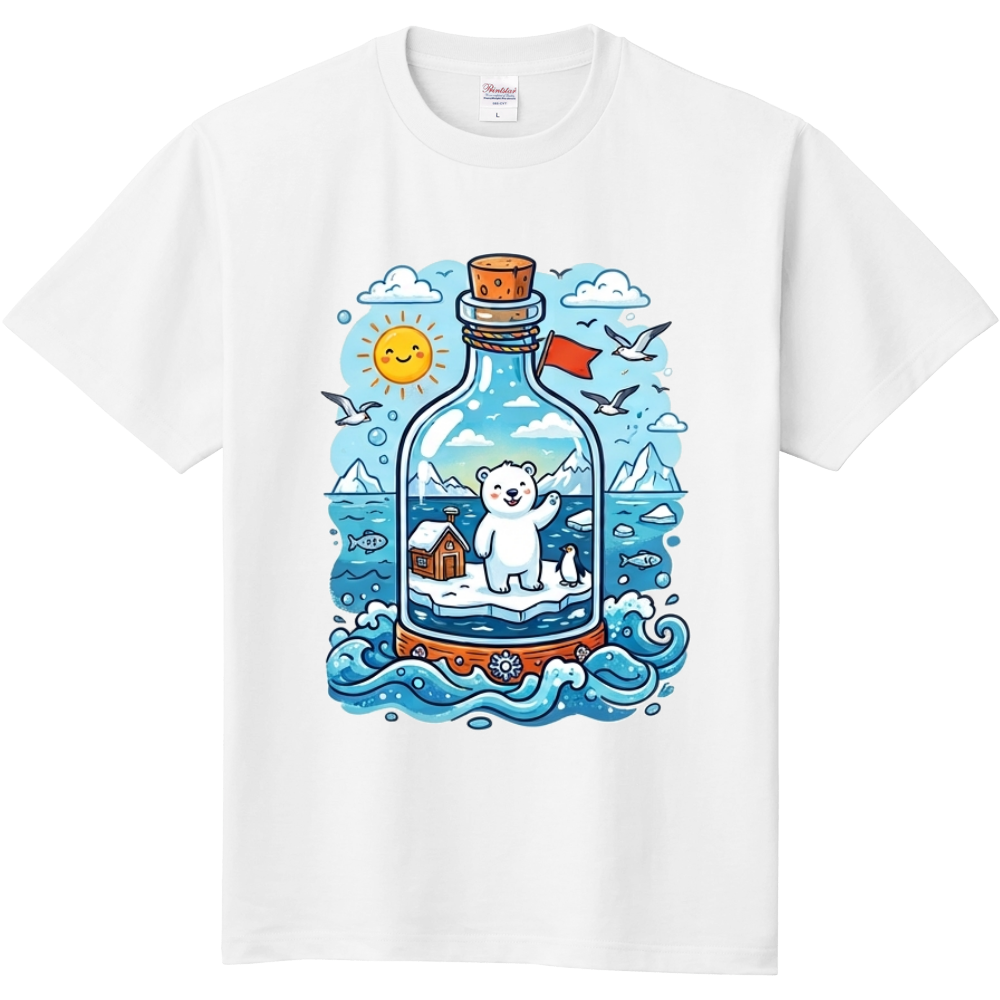 瓶とシロクマTシャツ