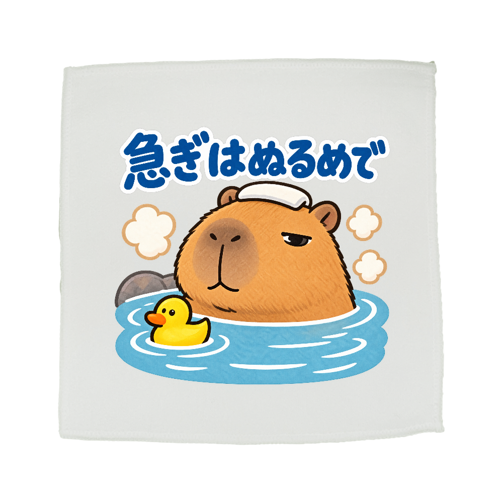 急ぎはぬるめで|カピバラ ミニハンカチタオル
