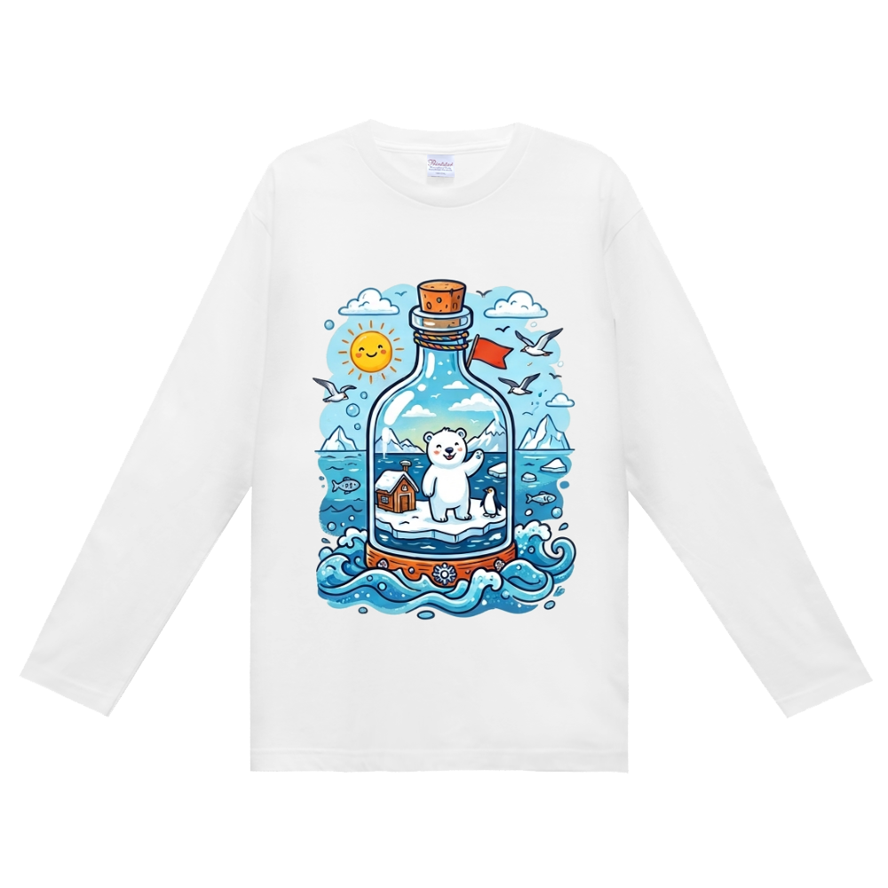 瓶の中のシロクマ長袖Tシャツ