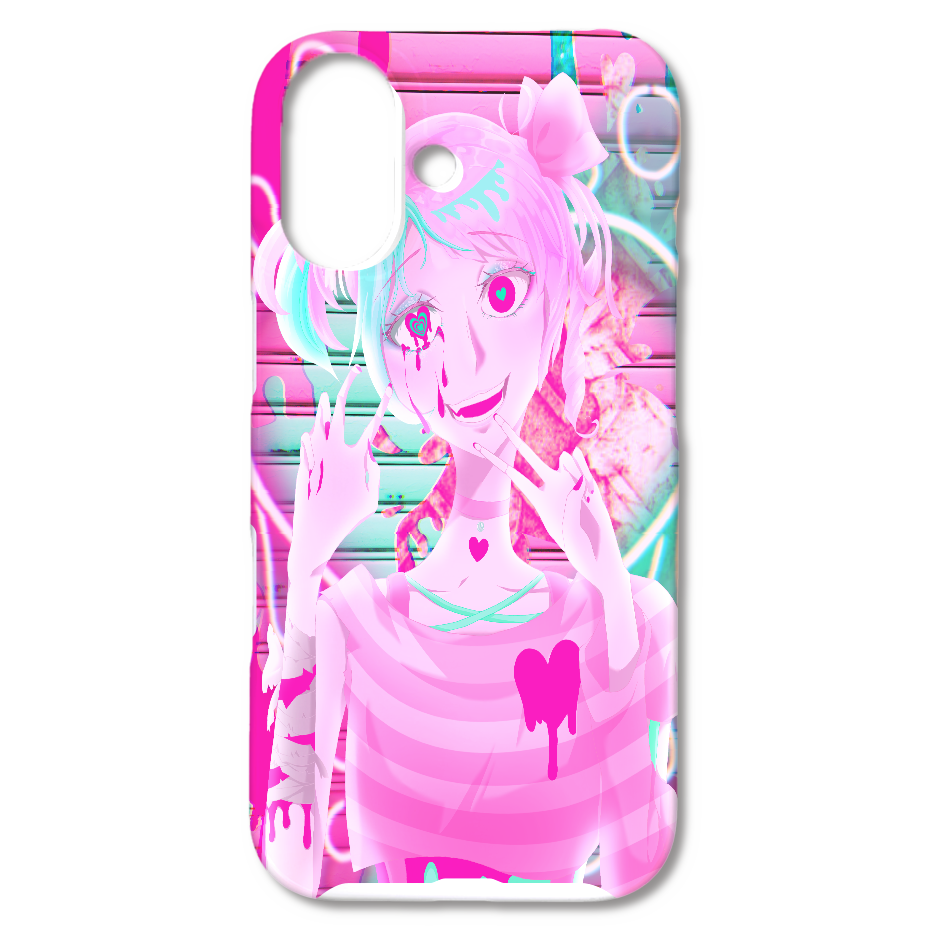 腐っても可愛い ピンク×グリーンネオン iPhone17ケース