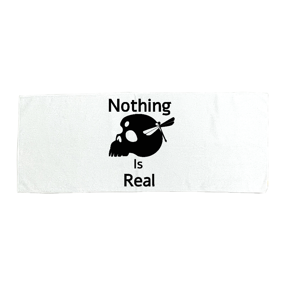 Nothing Is Real（黒）高発色 全面印刷 表マイクロファイバーフェイスタオル
