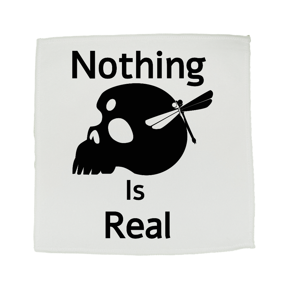 Nothing Is Real(黒)高発色 全面印刷 極厚ミニハンカチタオル20cm