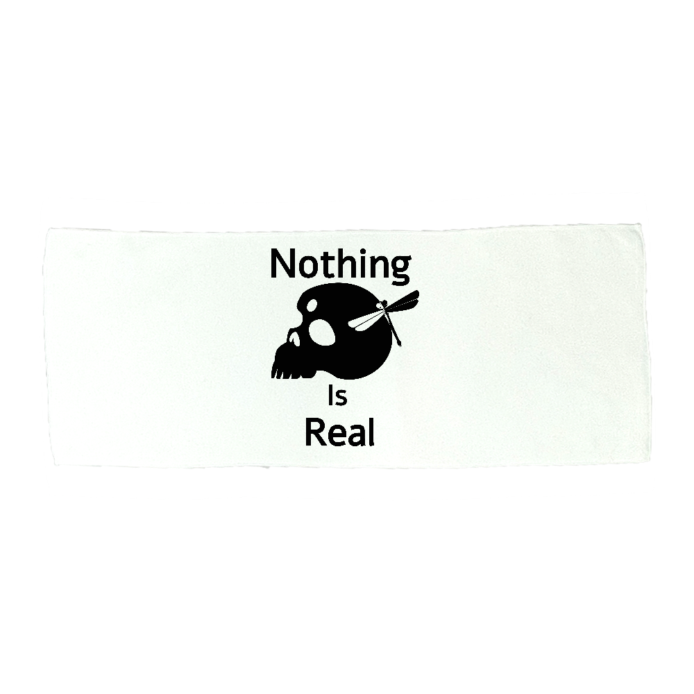 Nothing Is Real(黒)高発色 全面印刷 極厚2フェイスマイクロファイバーフェイスタオル