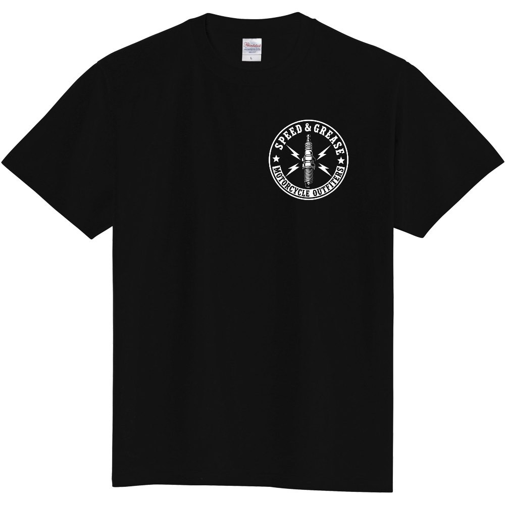 「Speed & Grease」ヴィンテージスパークプラグ Tシャツ ブラック
