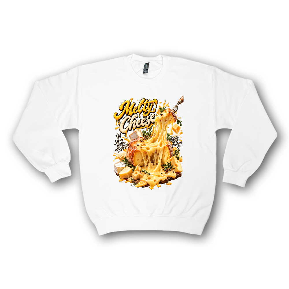 Melty Cheese フードレタリングロゴ クルーネックスウェット — GILDAN仕様 —
