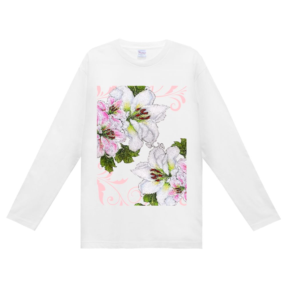 定番長袖Tシャツ カサブランカ/ピンクの葉