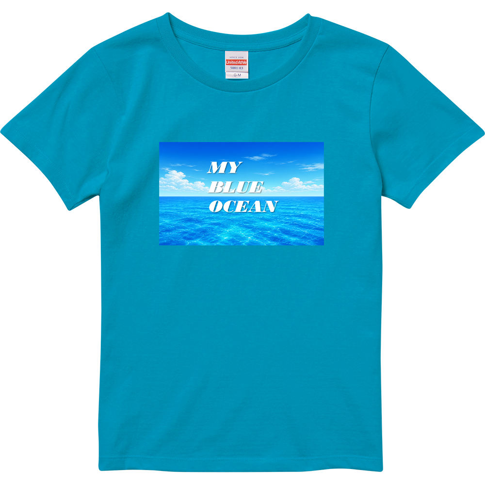 MY BLUE OCEAN(マイ・ブルー・オーシャン)ハイクオリティーTシャツ(ガールズ) ターコイズブルー