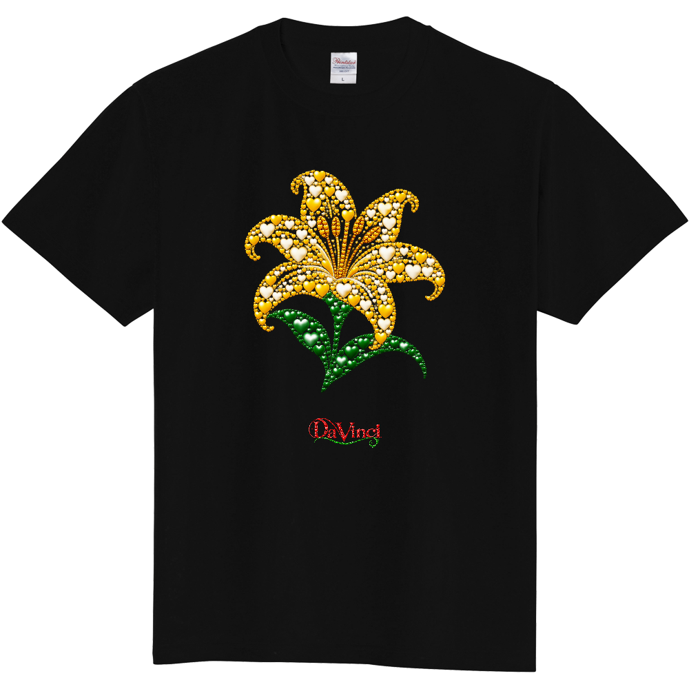 Tシャツ/ユリ(カバリア)/ブラック/ハートマーク