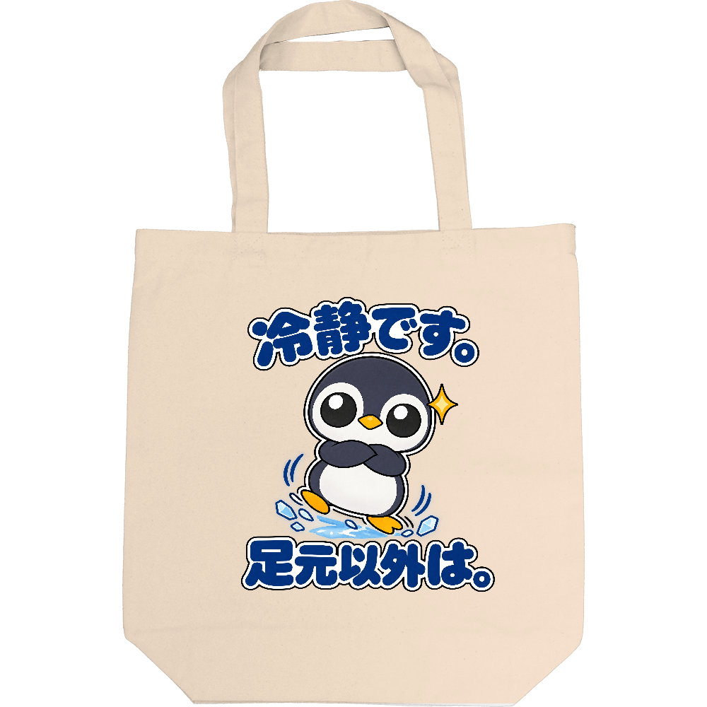 冷静です。足元以外は。｜ペンギン店長 トートバッグ