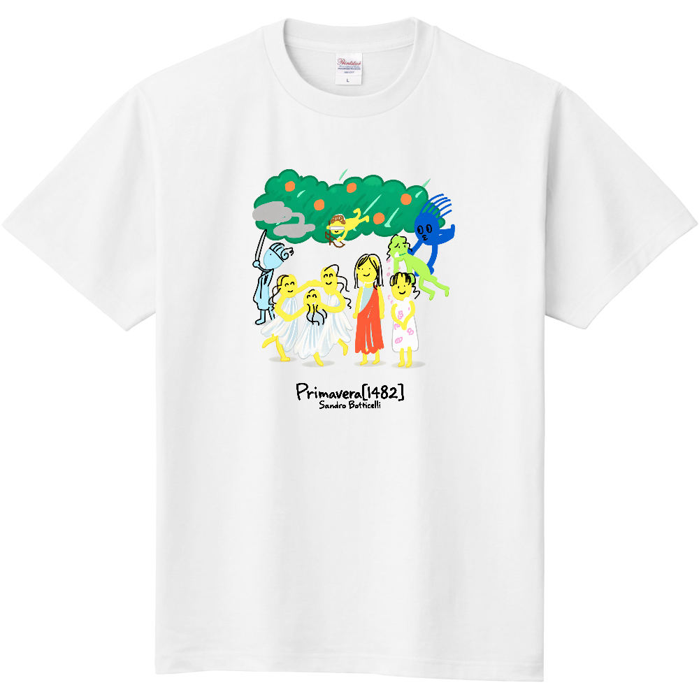 ボッティチェッリ〈プリマヴェーラ(春)〉|ゆるポップ 名画オマージュ ギリシャ神話 アートTシャツ