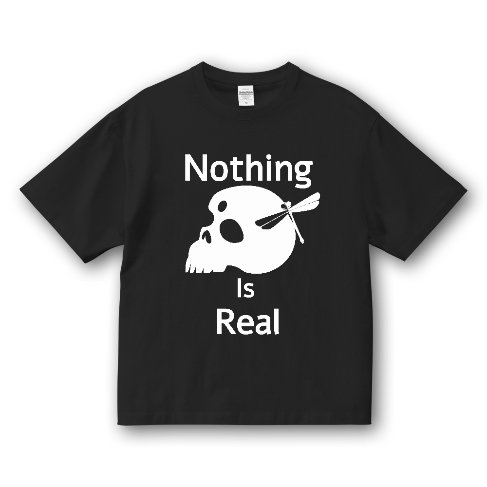 Nothing Is Real（白）6.5オンス ファインジャージー ボックスシルエット Tシャツ