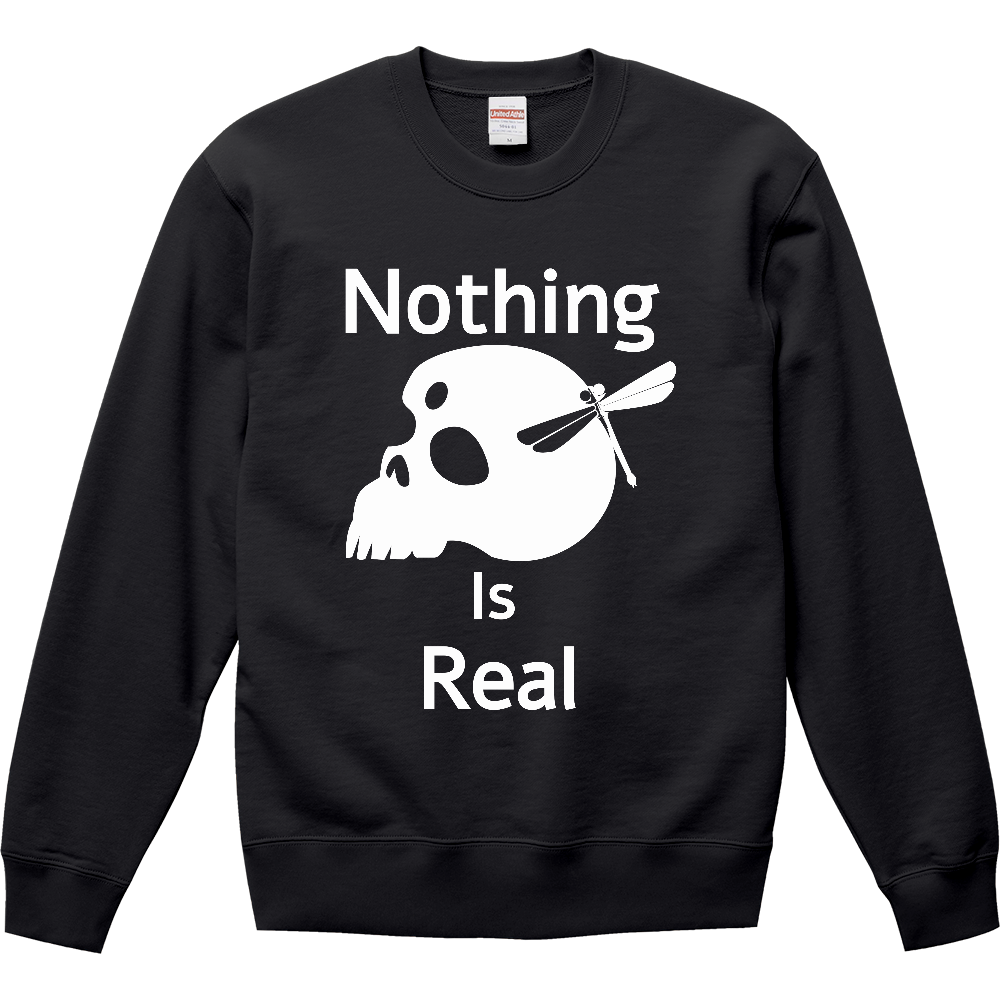 Nothing Is Real（白）クルーネックスウェット