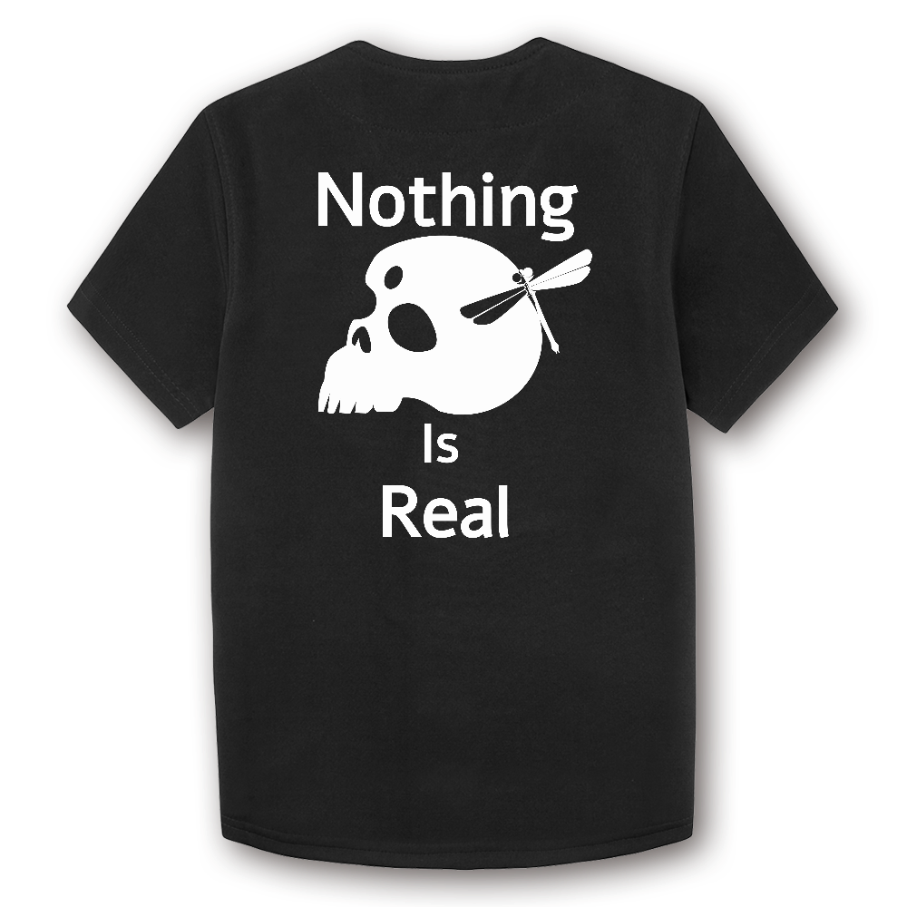 Nothing Is Real（白）ベーシックベースボールシャツ