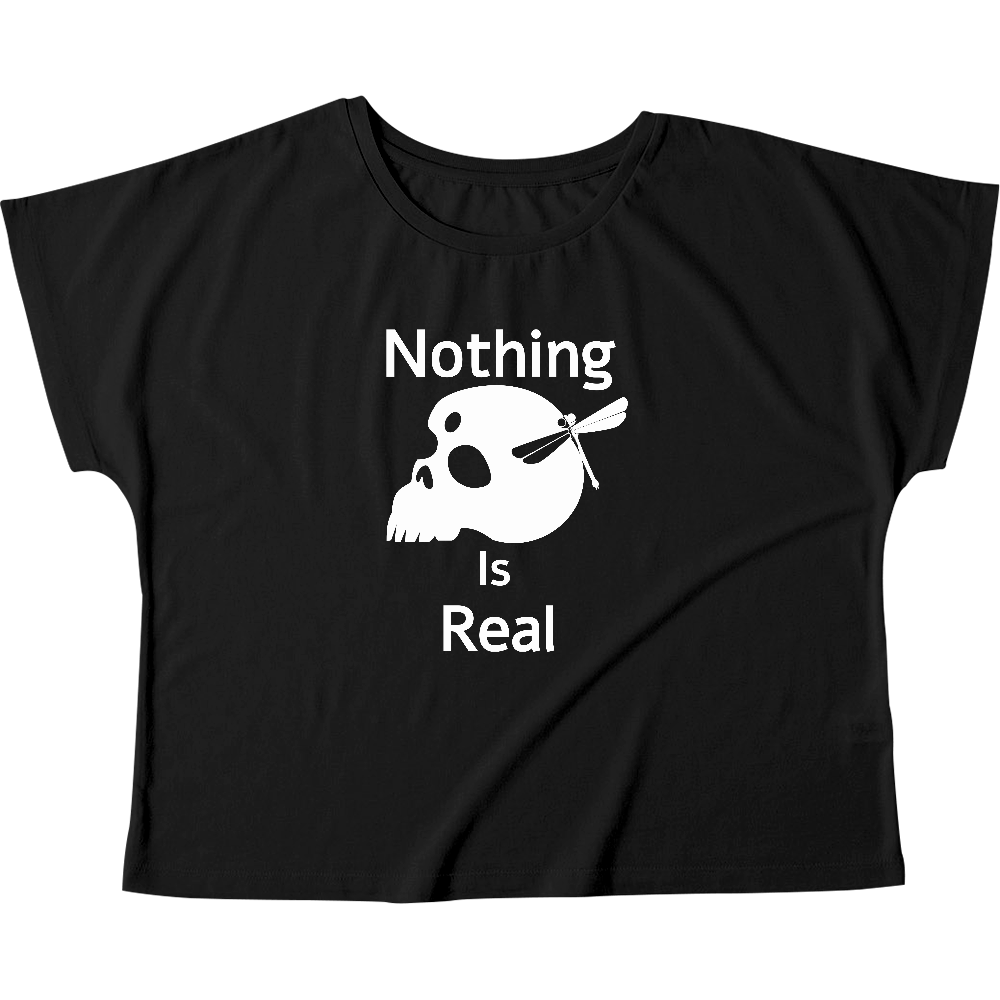 Nothing Is Real（白）ウィメンズ ドルマン Tシャツ