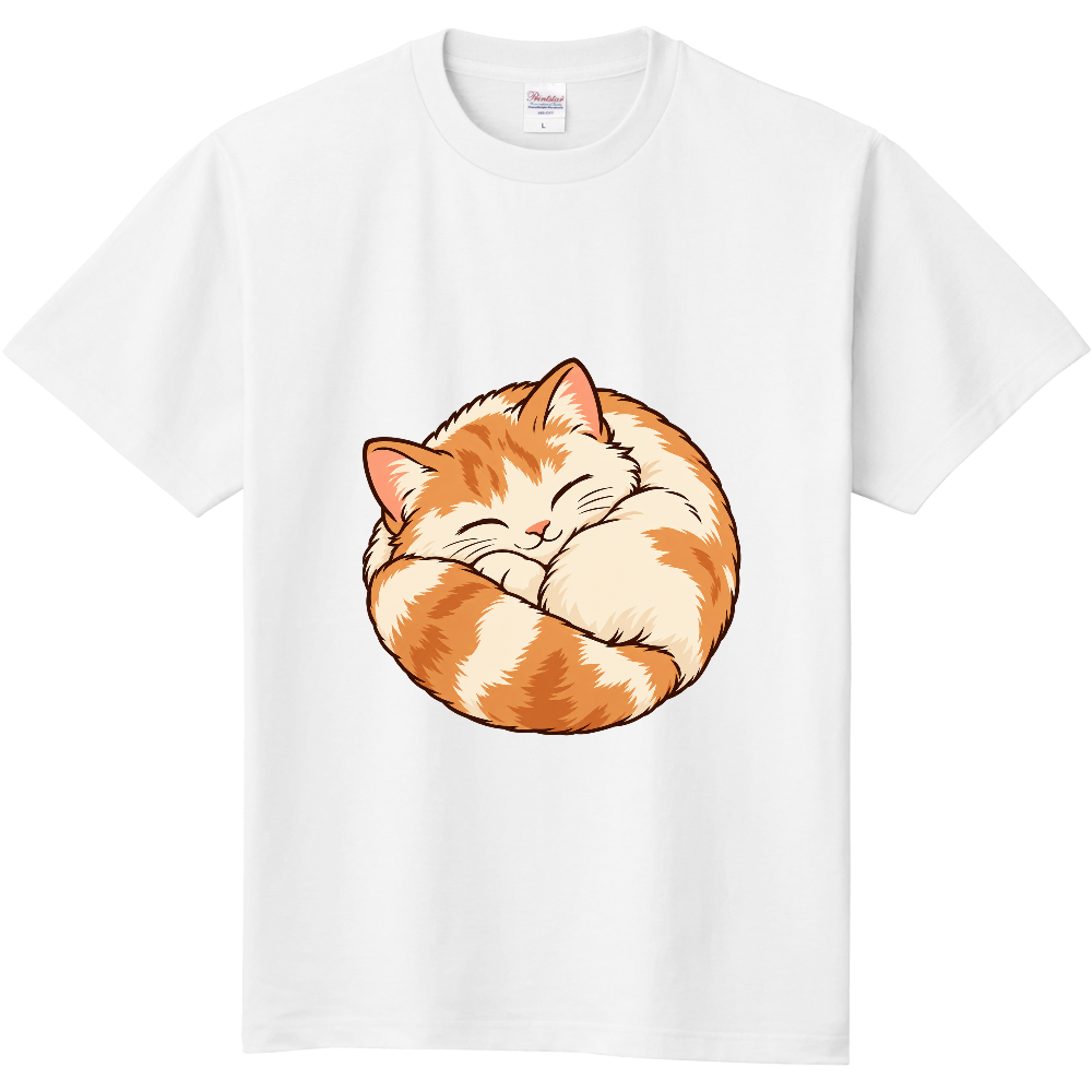 まんまるお昼寝ねこ|茶白猫Tシャツ