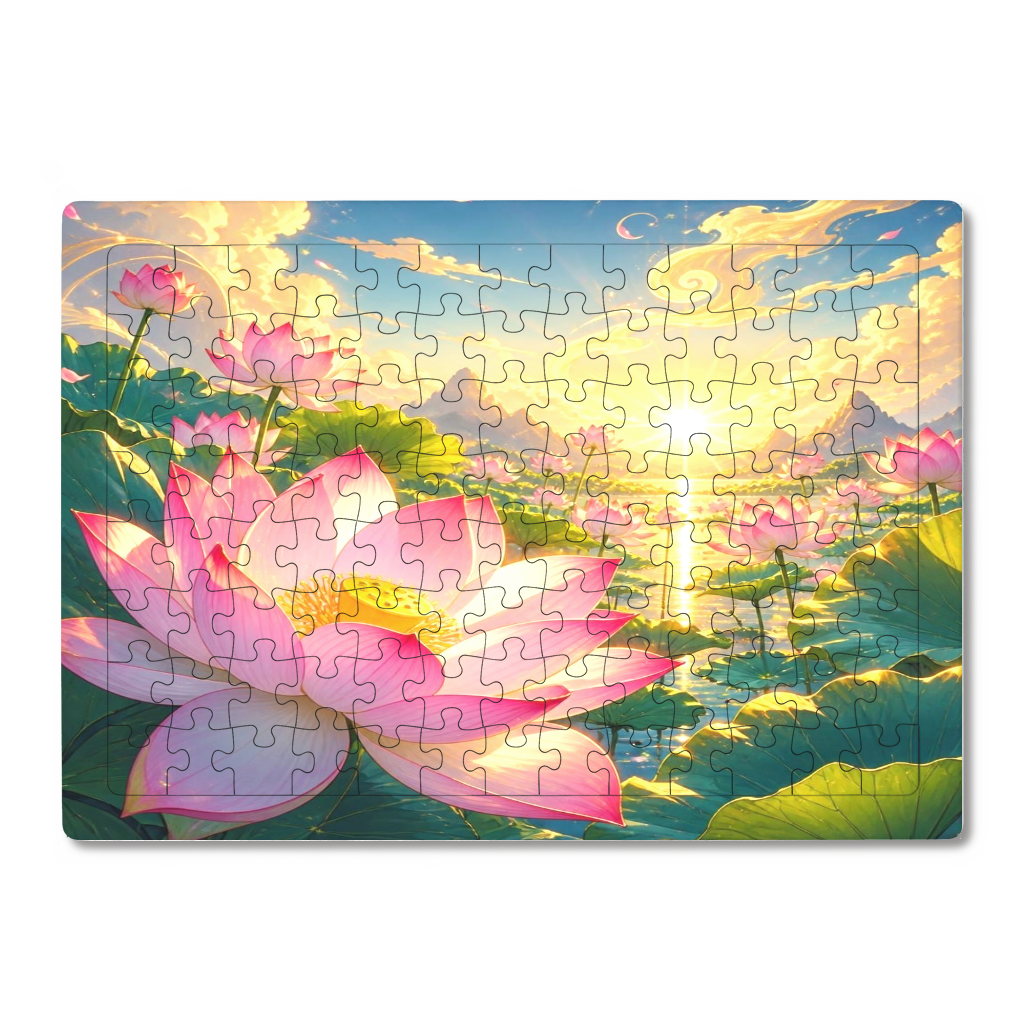 雲と蓮池 ジグソーパズル A4サイズ 104ピース