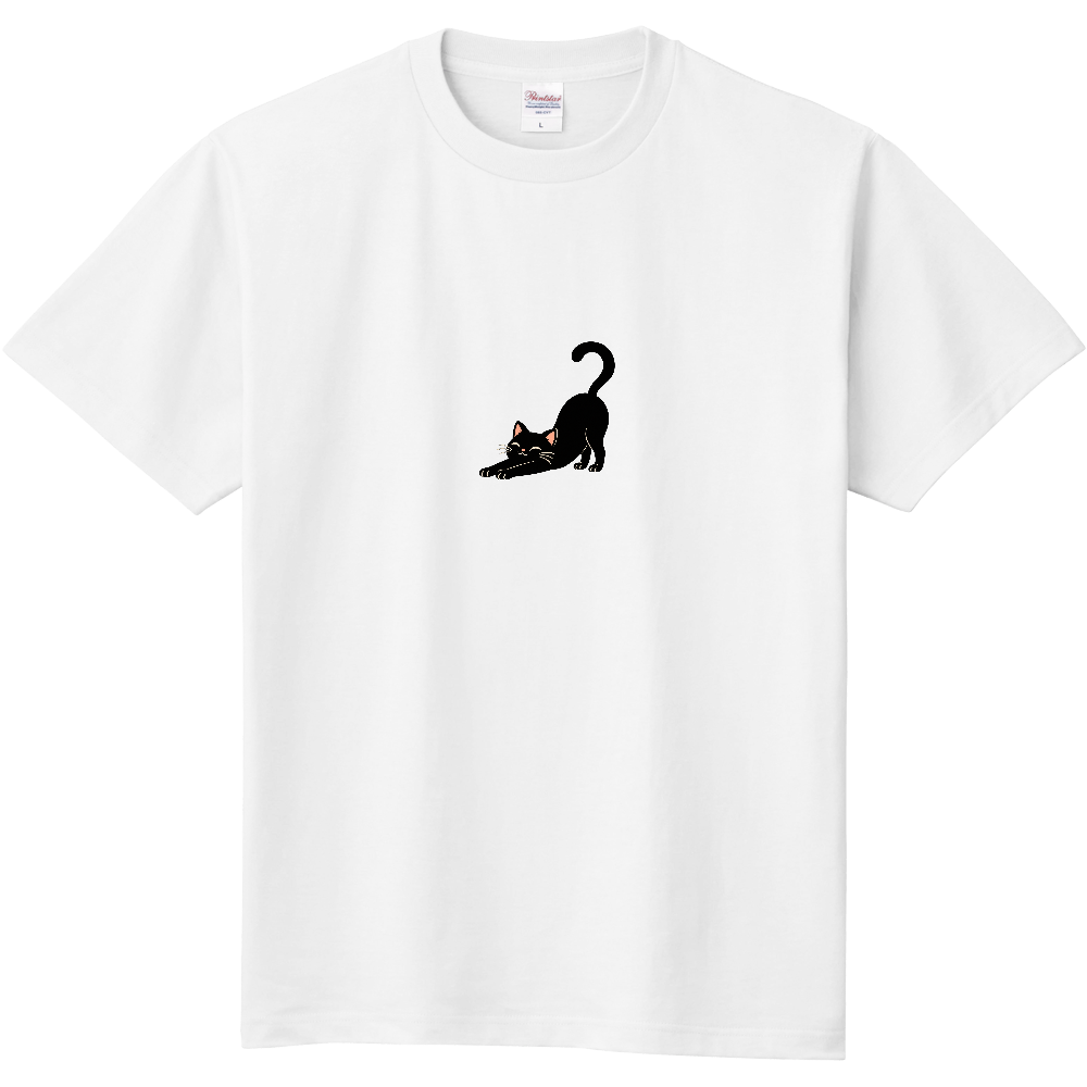 のびのび黒猫｜朝のストレッチTシャツ