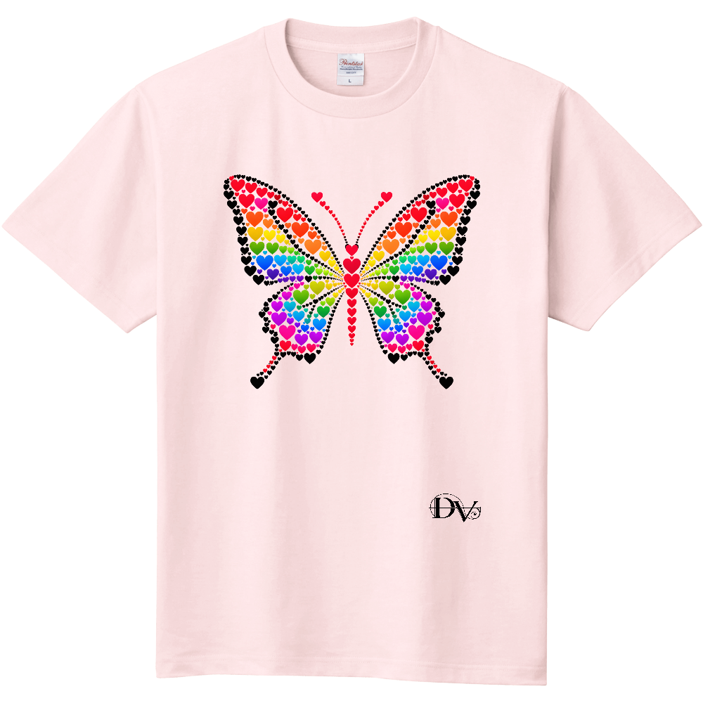 Tシャツ/アゲハ蝶/ライトピンク/ハート
