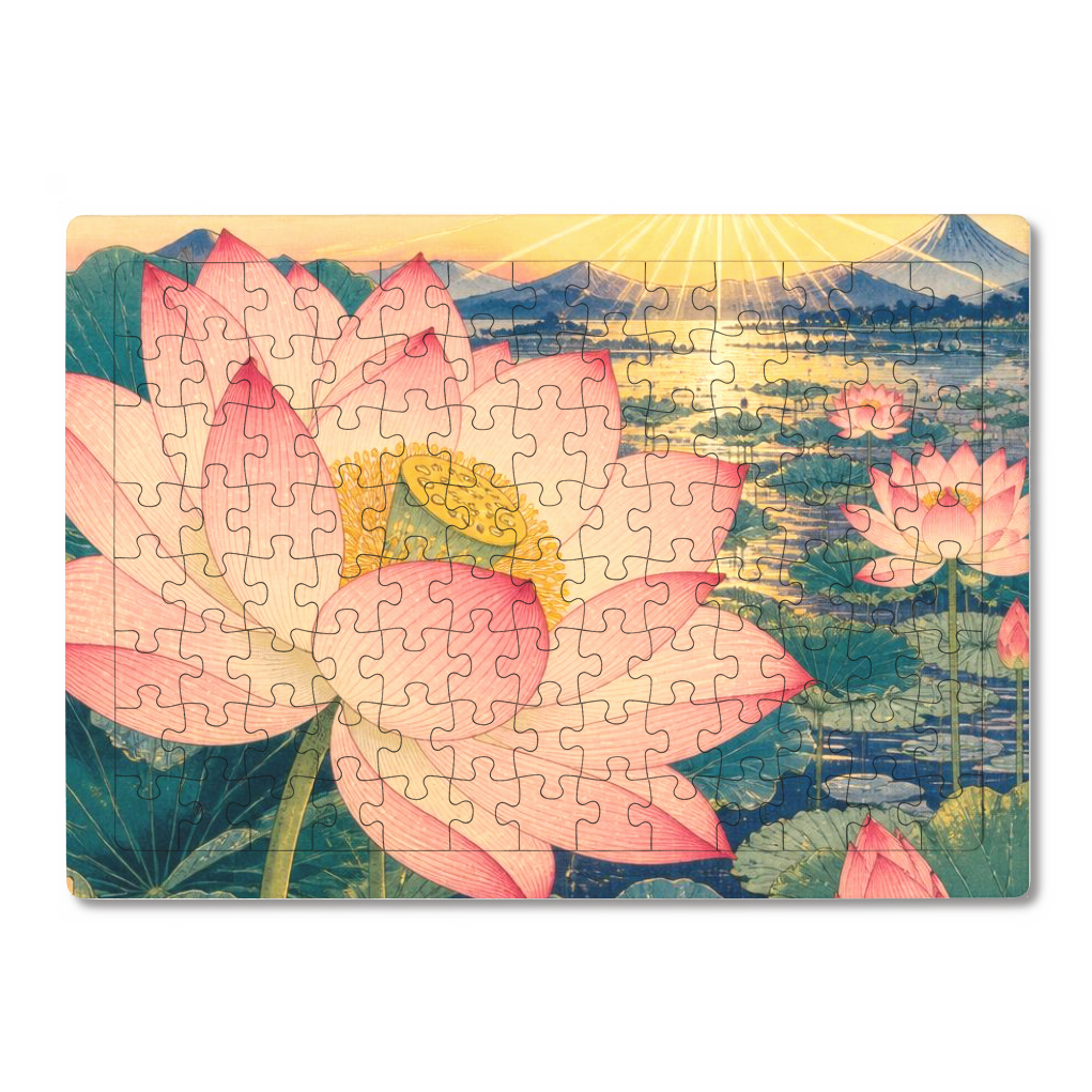 蓮池浮世絵 ジグソーパズル A4サイズ 104ピース