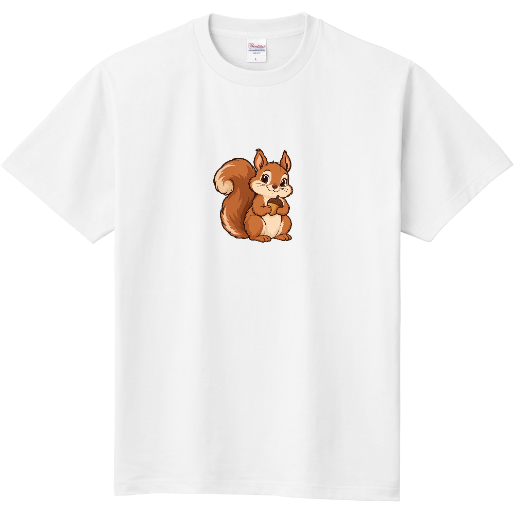 どんぐりをぎゅっと|ほほえみリスTシャツ