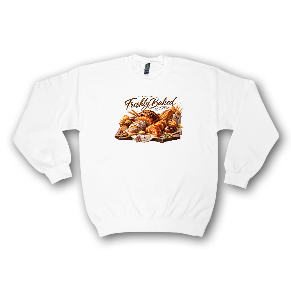 Freshly Baked フードレタリングロゴ クルーネックスウェット — GILDAN仕様 —