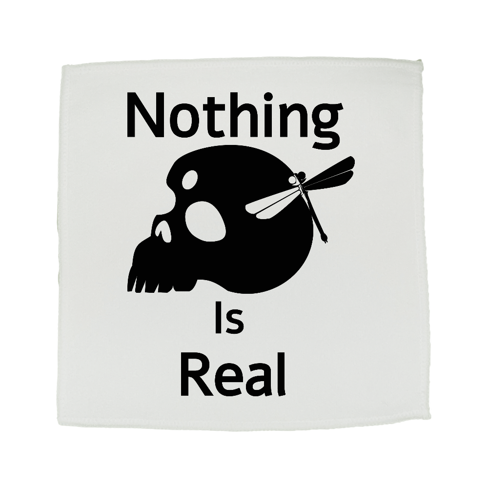 Nothing Is Real(黒)高発色 全面印刷 極厚ミニハンカチタオル20cm