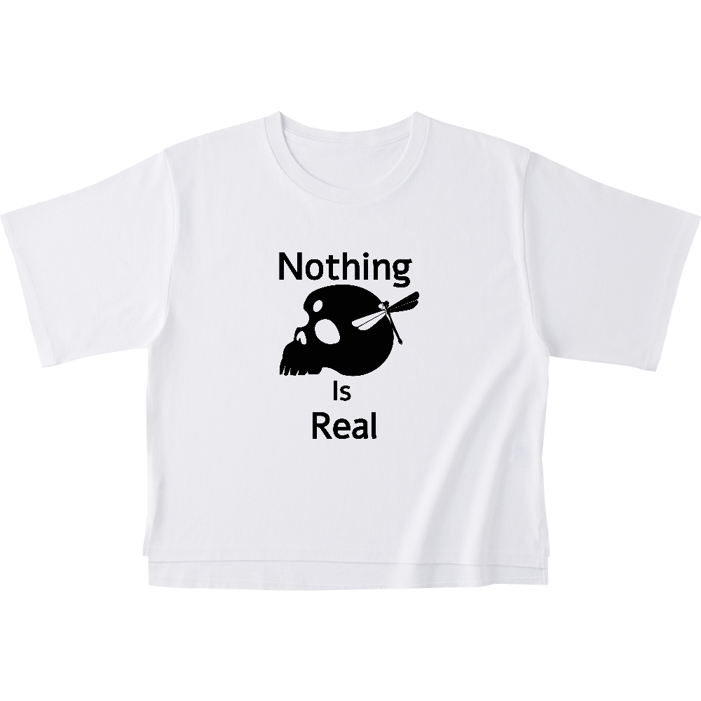Nothing Is Real（黒）オープンエンドマックスウェイトウィメンズオーバーTシャツ