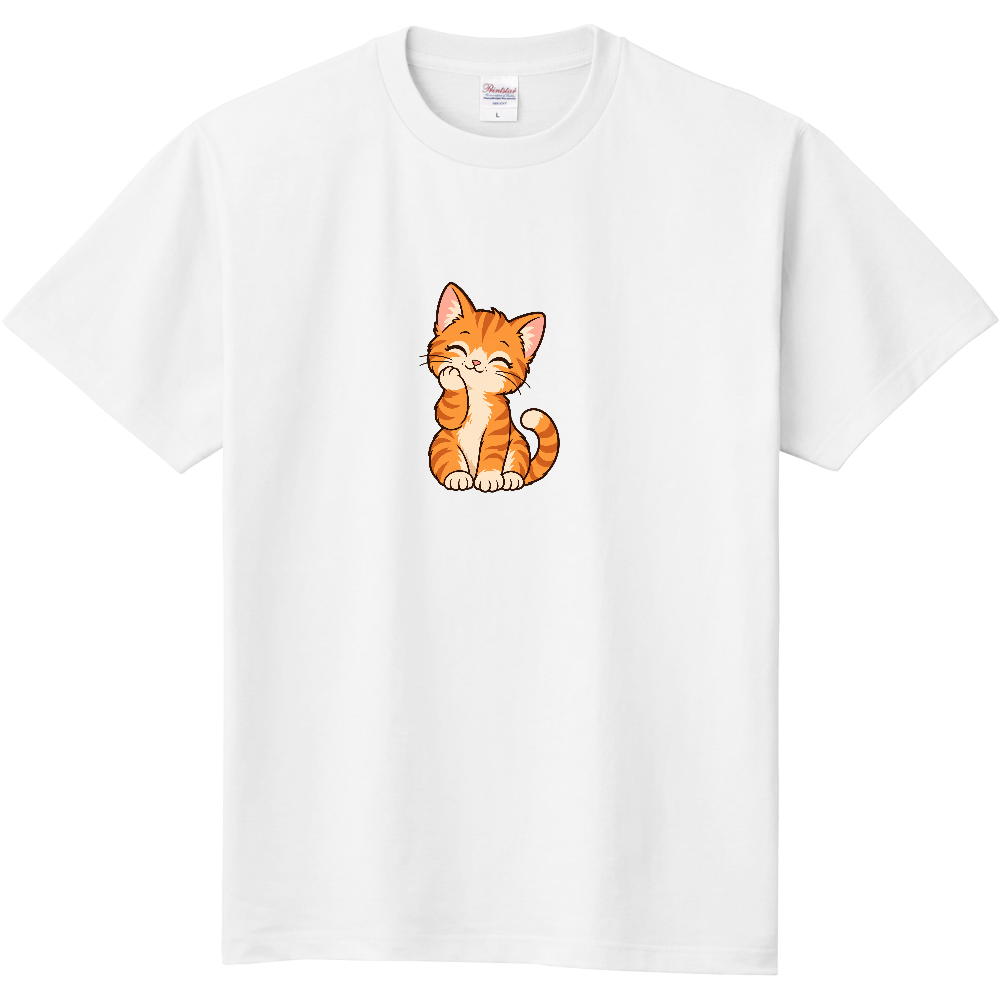 ほっぺにちょこん|にっこり茶トラTシャツ