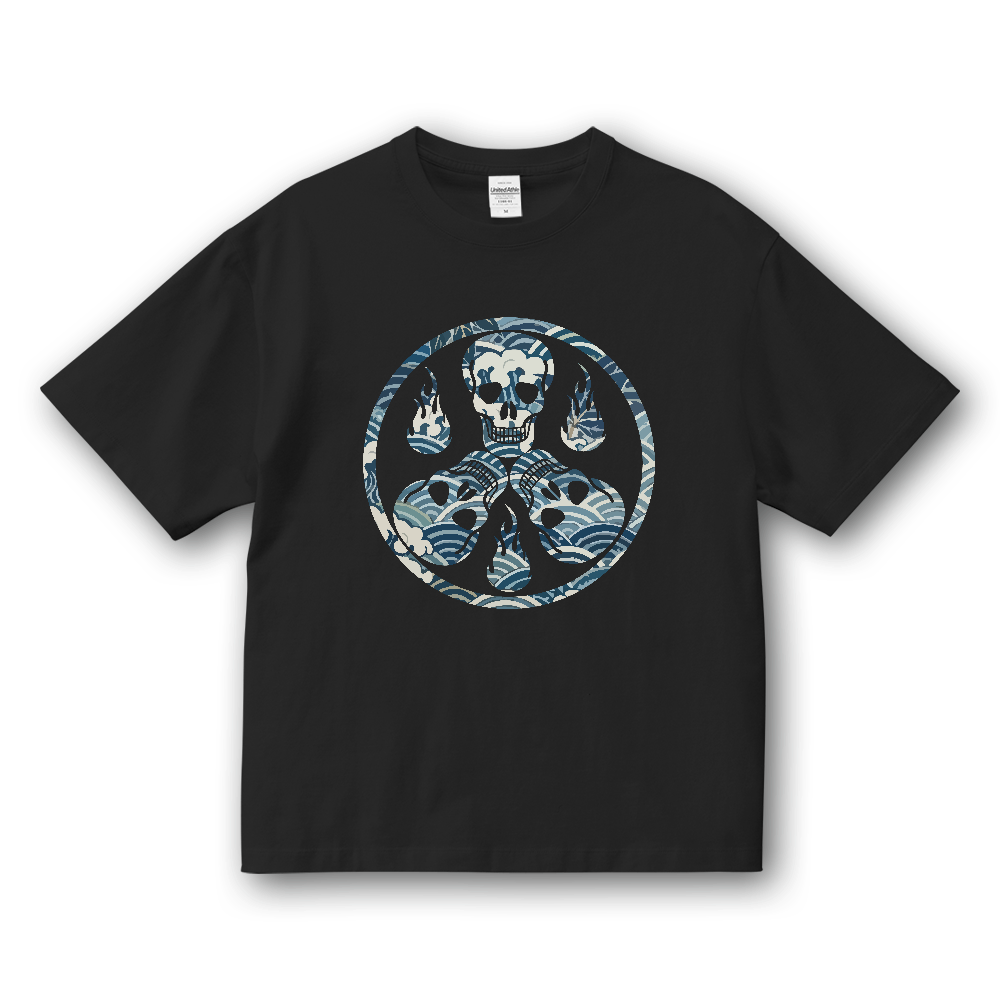 GOOD VIBES スカル・ヤシの木和風Tシャツ