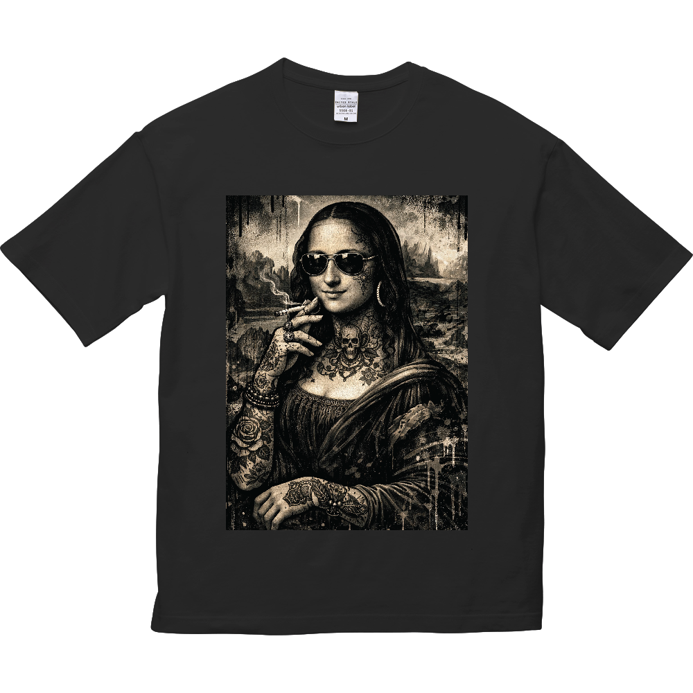 GOOD VIBES ビッグシルエット・モナリザさん一服Tシャツ