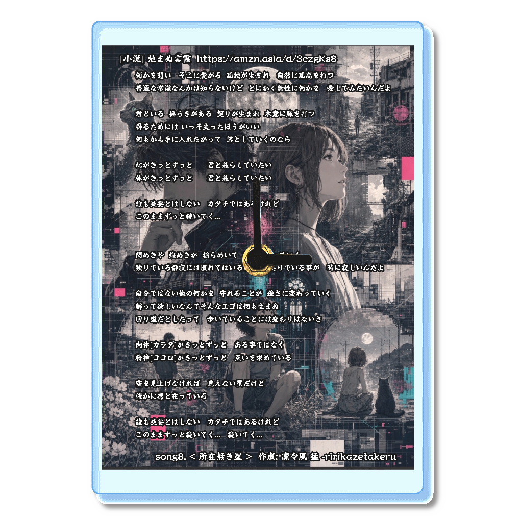 [リリック グッズシリーズ] song8. < 所在無き星 > 作成: 凛々風 猛 -ririkazetakeru [小説] 弛まぬ言霊