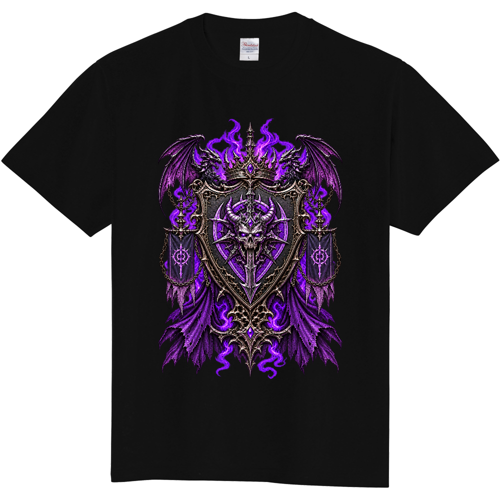ゴシックパンクＶ系邪悪な魔王の国旗モチーフTシャツ　メンズ